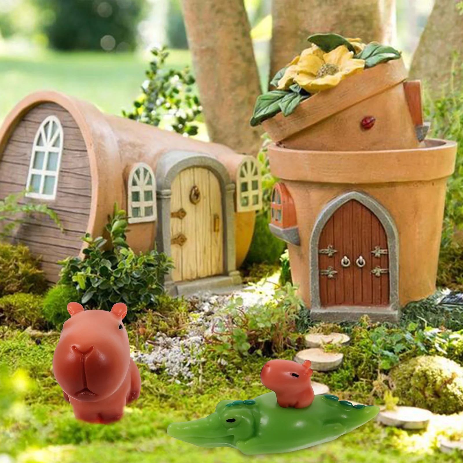 

10pcs Capybara Decorations Miniature Animal Figurines Resin Dashboard Statue Landscape Ornament Small Space