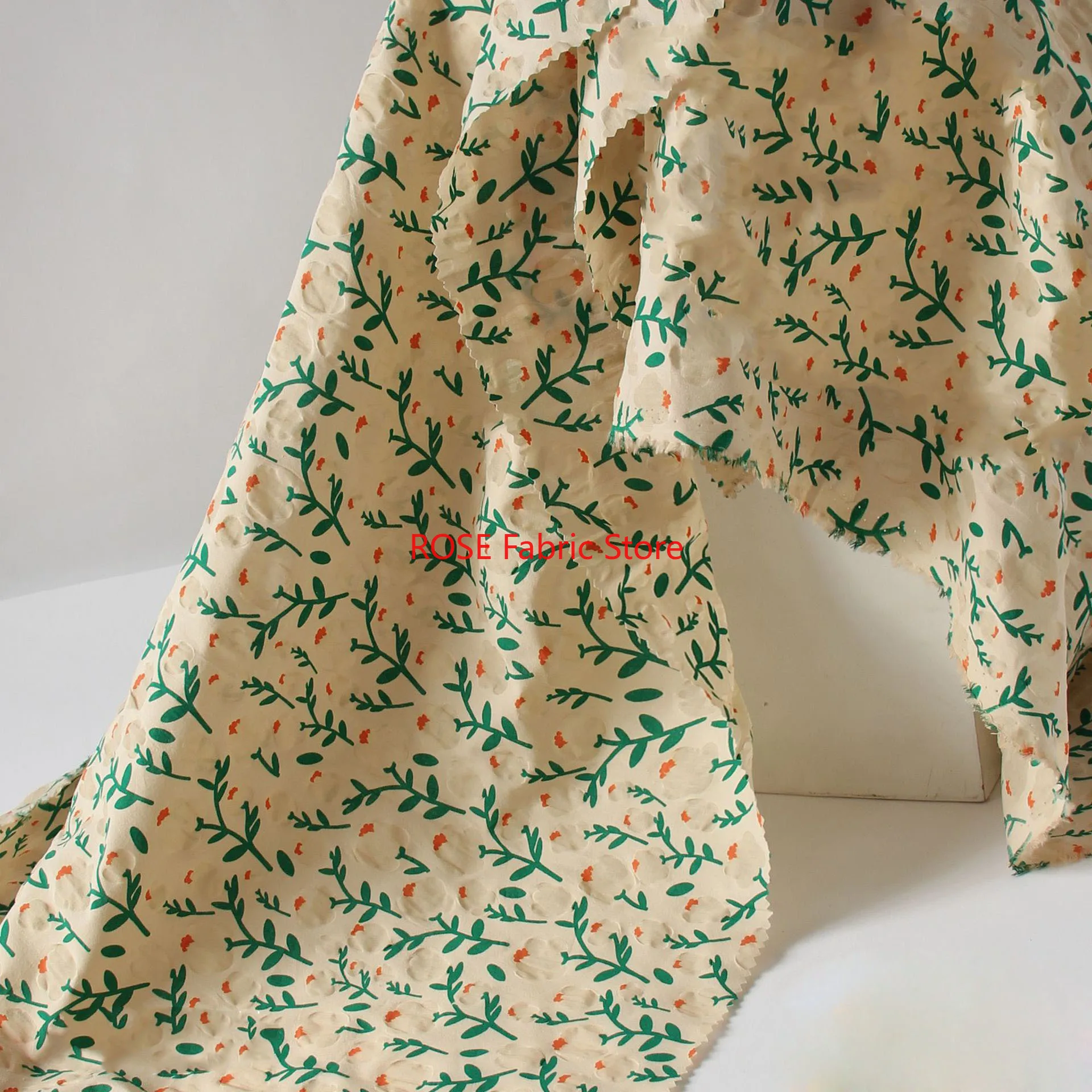 1 meter 100% katoen tak bloem bubble bedrukte stof shirt jurk diy naaistof