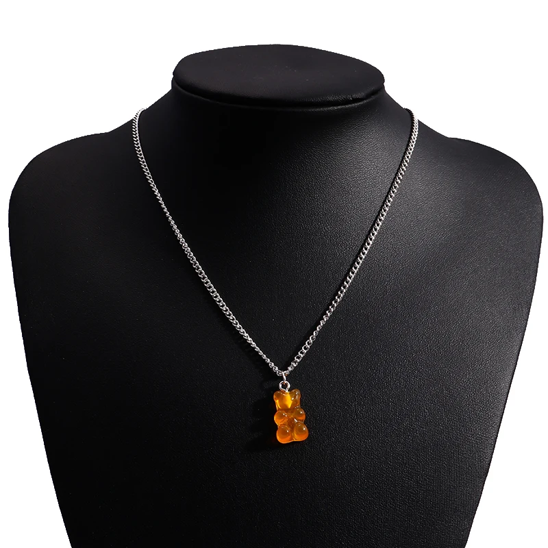 Fashion Candy Colors Gummy Bear Necklace for Women Girls Party Festival Jewelry Gifts