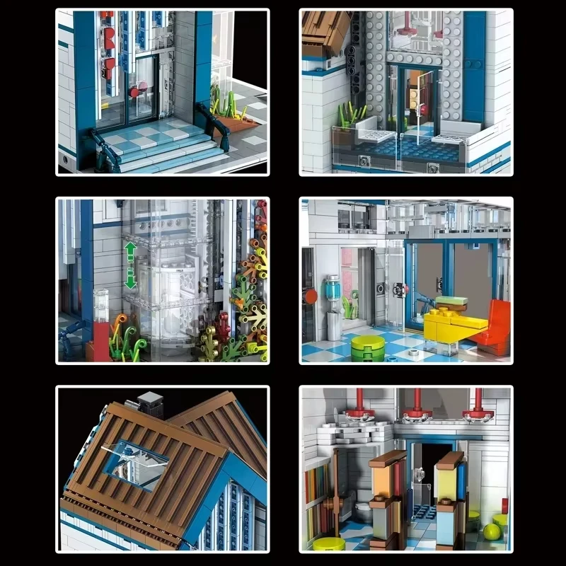 Mould King 16022 Modern Library Collection Street Scene Model Building Blocks Bricks Puzzle Toy Assembly Brithday Cifts For Kids