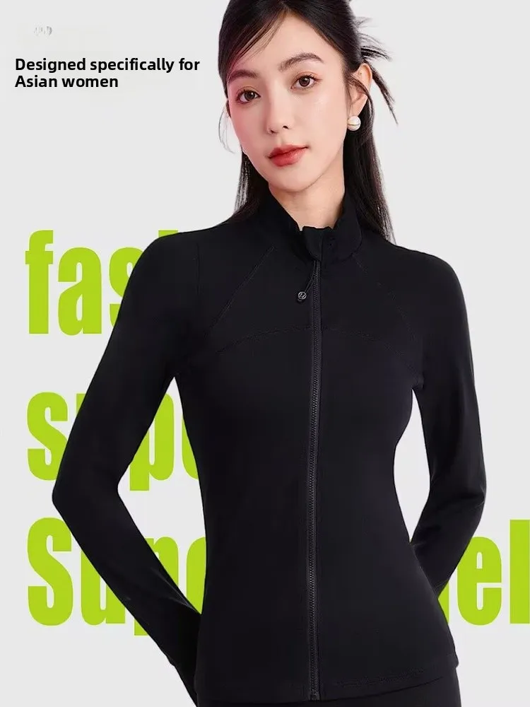 

Утягивающая одежда для йоги для женщин, открытый кардиган с воротником-стойкой, верхняя одежда, дышащая удобная нейлоновая спортивная одежда