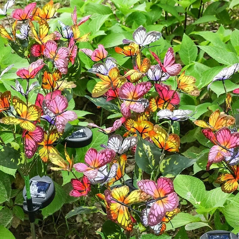 في الهواء الطلق LED الشمسية محاكاة زهرة فراشة أضواء الحديقة الزفاف عطلة عيد الميلاد الديكور الأرض التوصيل مصباح حديقة ساحة الخفيفة