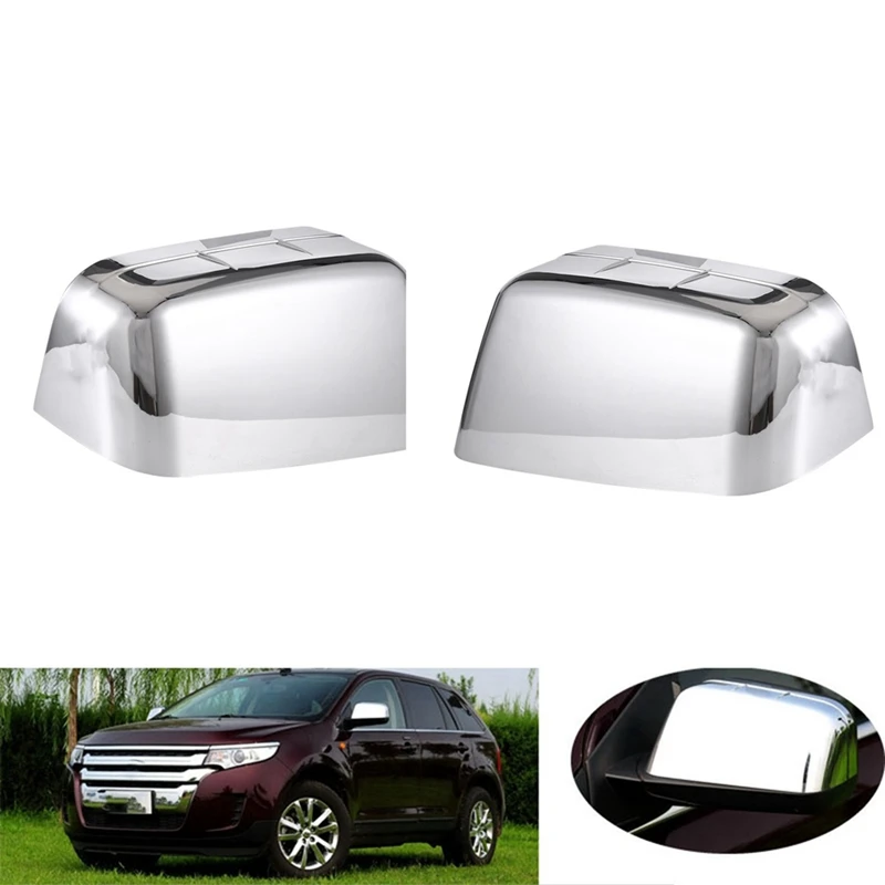 Car Chrome Rearview Mirror Cover Trim Side Mirror Frame Caps Replacement For Ford Edge 2009-2014