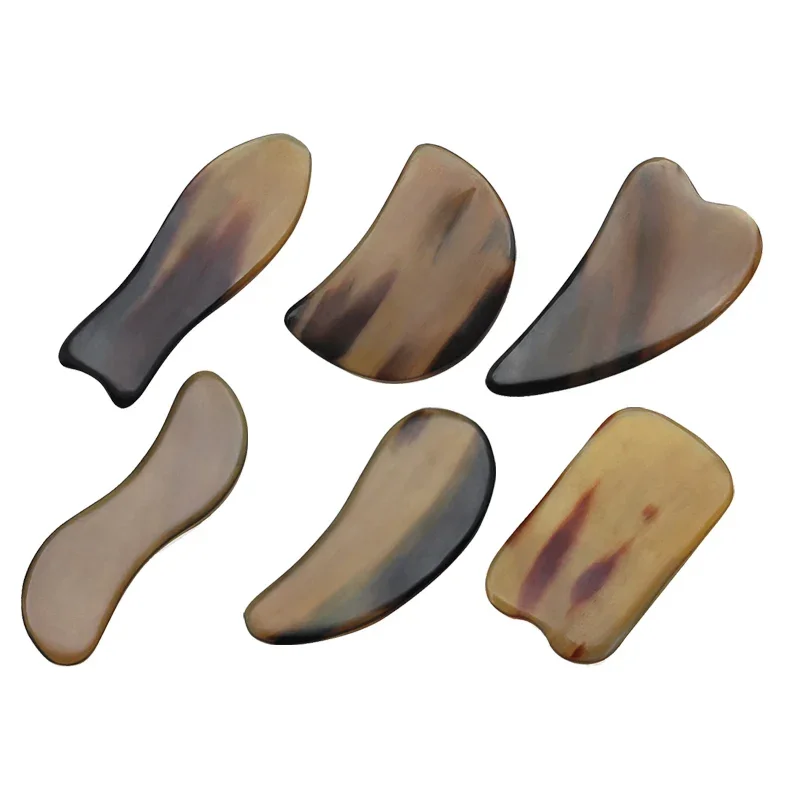 Natural Yak Horn Guasha Board Acupoint Stick Face Massager Facial Eye Scraping Massage Acupuncture Therapy Body Gua Sha Tool