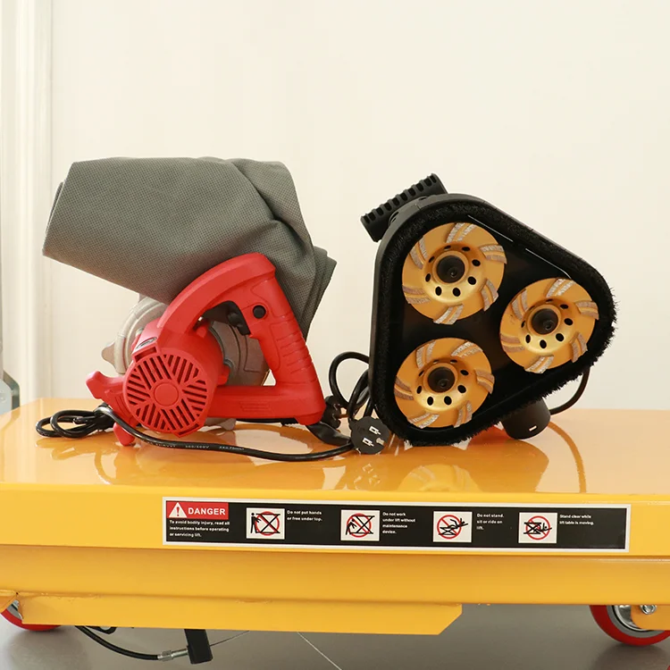 Quality Assurance 2480w Small Handheld Three-Head Concrete Floor Grinder With Vacuum Cleaner