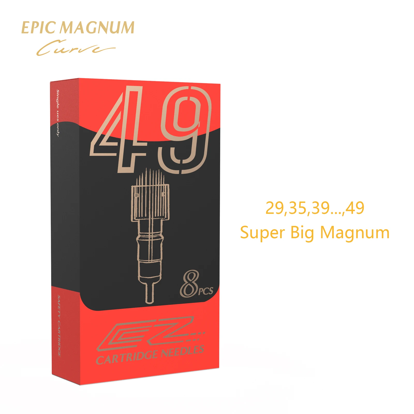 8pcs EZ Cartridge Tattoo Needles EPIC Round Magnum Curved Magnum 49RM 45RM 41RM 39RM 35RM for Cartridge Tattoo Machine Pen