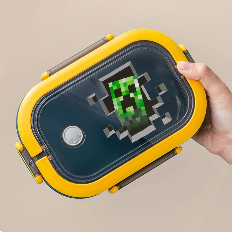 Minecraftes Pixeles Bento Lunch Box Kawaii Cartoon Printed Kids Lunch Box Large Capacity Food Storage Containers Children Gifts
