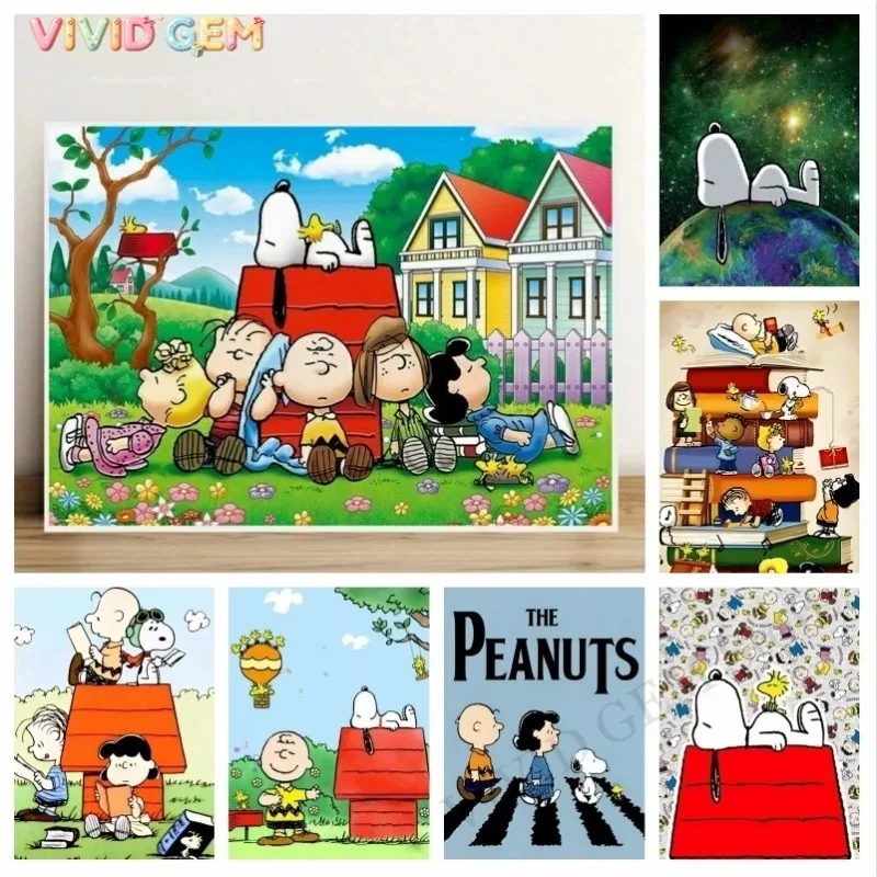VIVID GEM 2026 New Cute Snoopy Cartoon Dog 5D DIY Diamond Painting Full Round Drills Mosaic Cross Stitch Handcraft Gift Home D