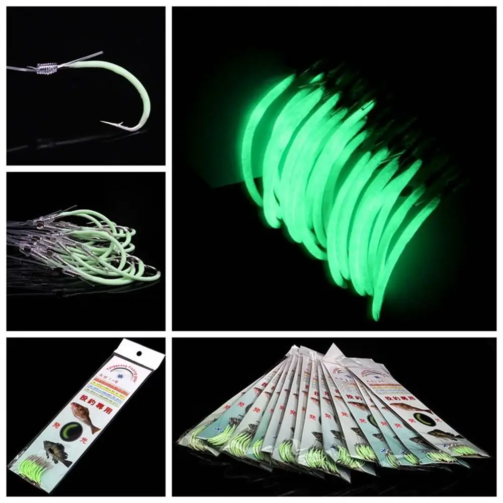 

30pcs/Sets Luminous Fishing Hook with Line Barbed Hooks Fishing Tackle Accessories Steel Fishing Hooks Pesca