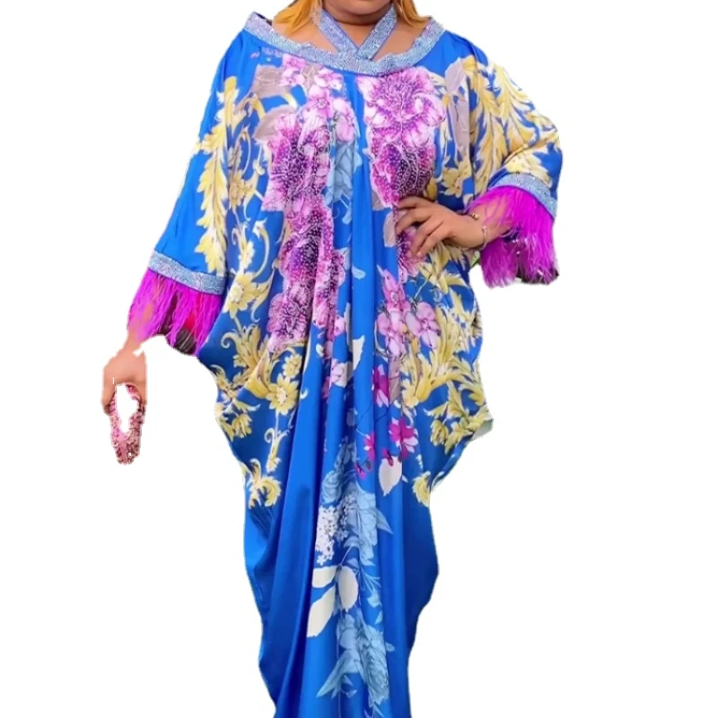 2024 gaun Afrika untuk wanita pakaian tradisional Afrika Dashiki Ankara pakaian gaun abaya jubah Muslim Kaftan Maxi gaun panjang