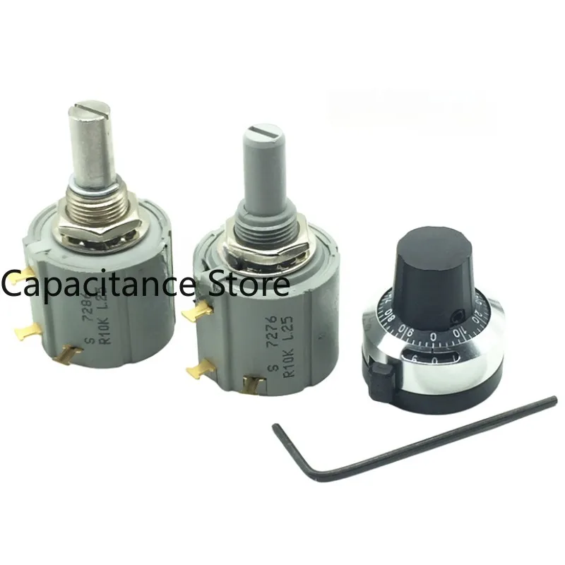 5PCS Multi coil wire wound potentiometer 7276 7286 R1K2K5K10K with original 2696 scale knob