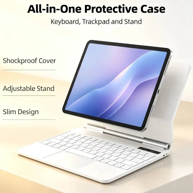 Flip Tablet Case with Pogo Pin Keyboard Trackpad for iPad Air 6 11 iPad Air 11 2025 M3 iPad Pro 11 iPad Air 4 Air 5 10.9 Teclado