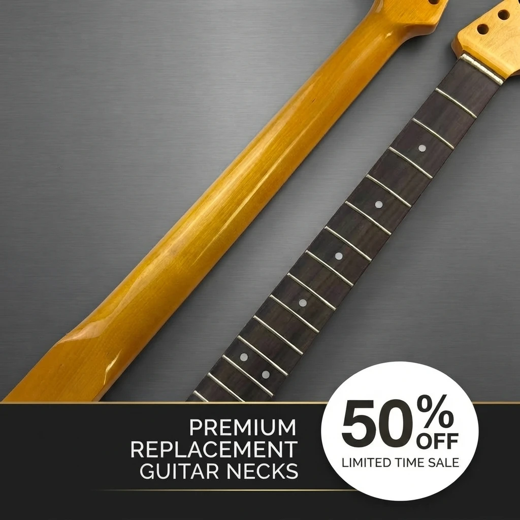 Vintage ST Guitar Neck 21 Frets Gloss Canadian Maple Light Yellow Rosewood Fretboard Replacement Left Handed Smooth Playing