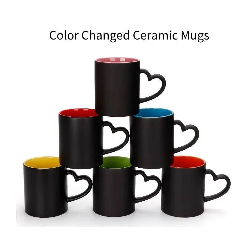 SCCFMM 3Pcs 11oz Color‑Changing Sublimation Blank Magic Mugs, Creative Coffee Milk Tea Cups for Thermal Transfer Photo Logo Prin