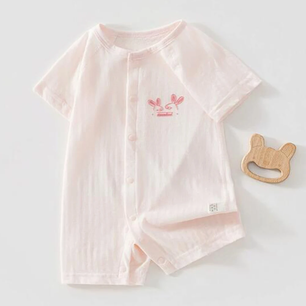 Newborn Baby Cotton Romper Summer Lightweight Baby Boys Clothing Solid Color Daily Wear Newborn Infant Girl Jumpsuit