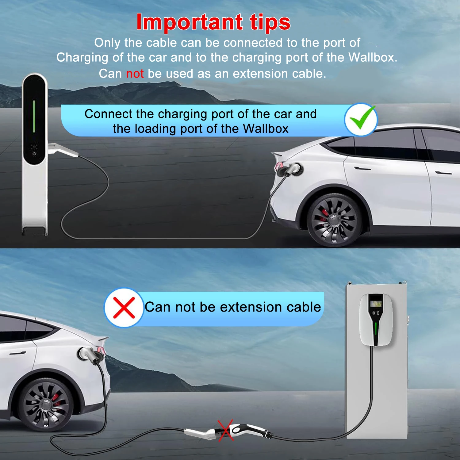 16A/32A EV Car Charger Type 2 Female to Male Plug 3.6kW/7.2kW/11kW Charging Cable Cord 1Phase/ 3Phase EVSE Electric Vehicle 3M