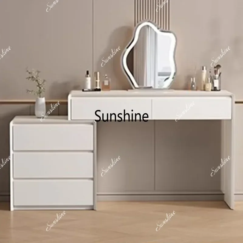 YLuxury Women Dressing Table Storage Bedroom Makeup Drawers Cabinet Mobile Vanity Table Cosmetics Penteadeira Chinese Furniture
