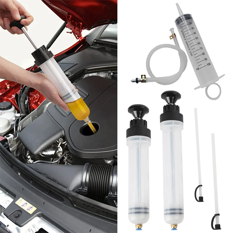 Reusable Car Oil Fluid Extractor Auto Oil Change Syringe with Hose Manual Fuel Suction & Filler Fluid Oil Change Evacuator Pump