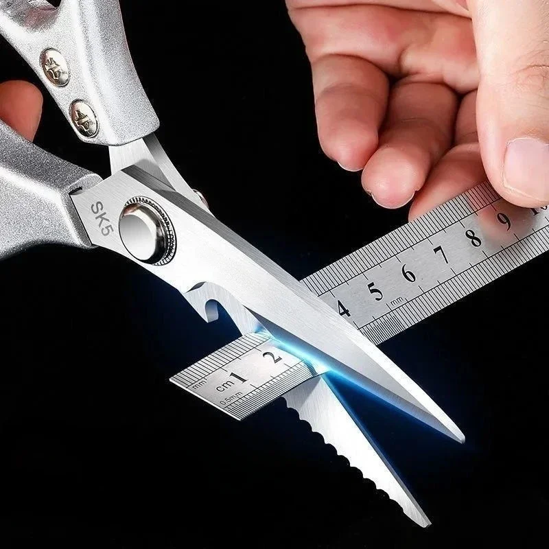 New Cutting thin steel ruler Stainless Steal Sharp Multi Function Tool Food Scissor For Chicken Vegetable Barbecue Meat Fish