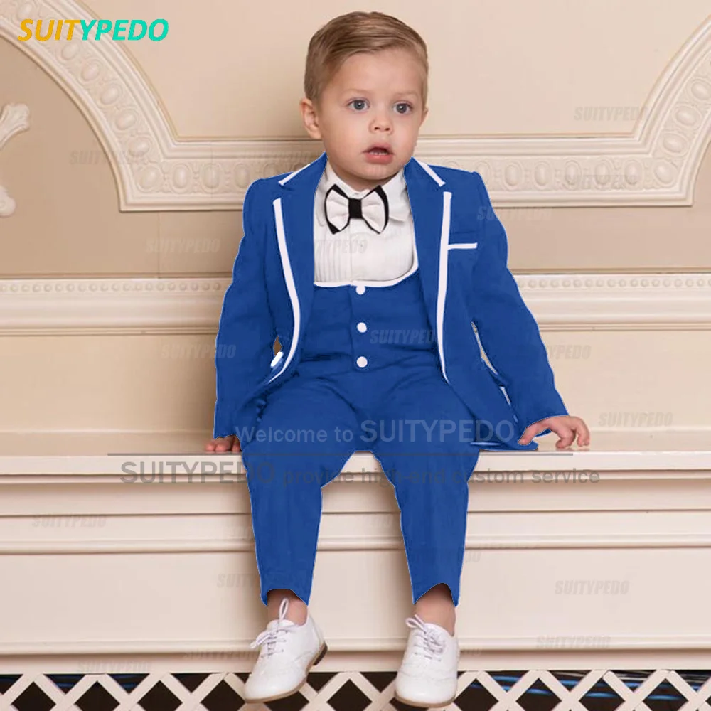 Classic Black Boys Suit For Wedding Children Gold Party Blazers Vest Pants Sets 3PCS Outfit Kids Costume Gentlemen Prom Tuxedos