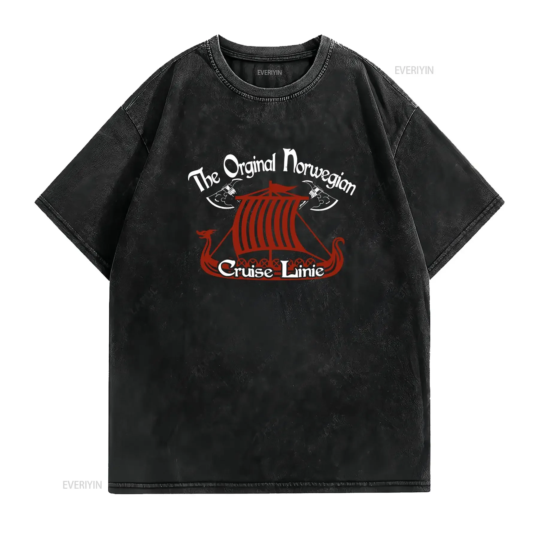 Camiseta Wikinger La Original Norwegian Cruise Linie Nordic Viking Wear Cuello Redondo Casual Tejido Ligeramente Elástico