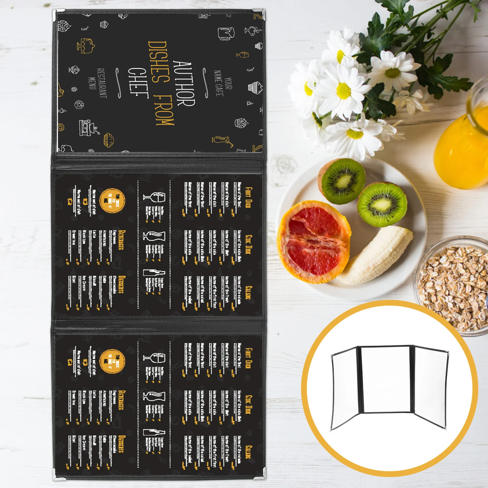 

1pc Kitchen Menu Binder Clear Pvc Cover Rounded Corner Portable Recipe Holder For Cooking Organizer Restaurant Supply