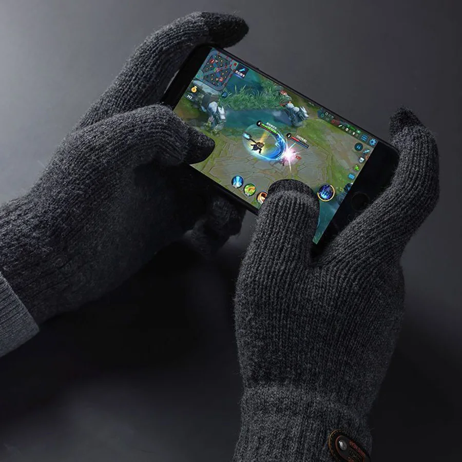 قفازات عالية المرونة تعمل باللمس النساء الرجال الشتاء في الهواء الطلق الجري سوبر الدافئة تمتد محبوك القفازات كامل فنجر قفازات ركوب الدراجات