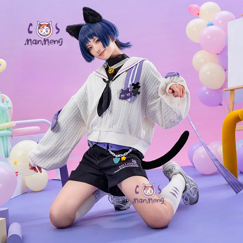 Game Genshin Impact Wanderer Kunikuzushi catch you Cosplay Costume Cat's ears cat tail accessories casual cute Halloween uniform