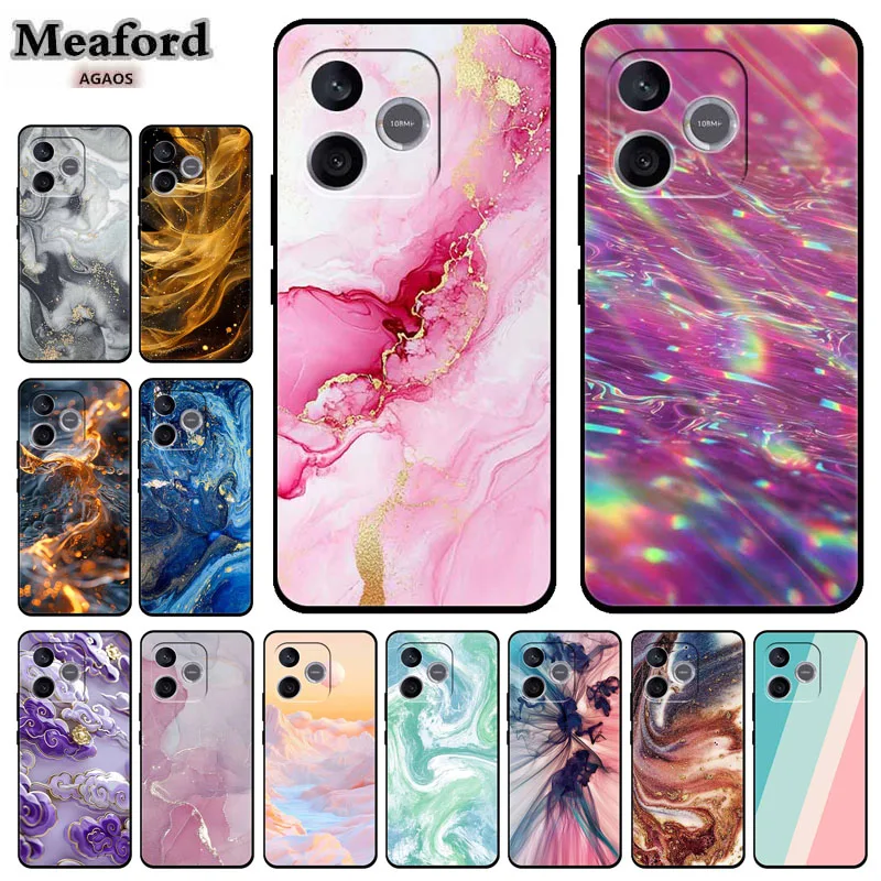 Marble Patterns Case For Huawei Honor X8D 4G Etui Black Edge Phone Cover Silicone Soft TPU Shield Luxury Coque Colorful Capa