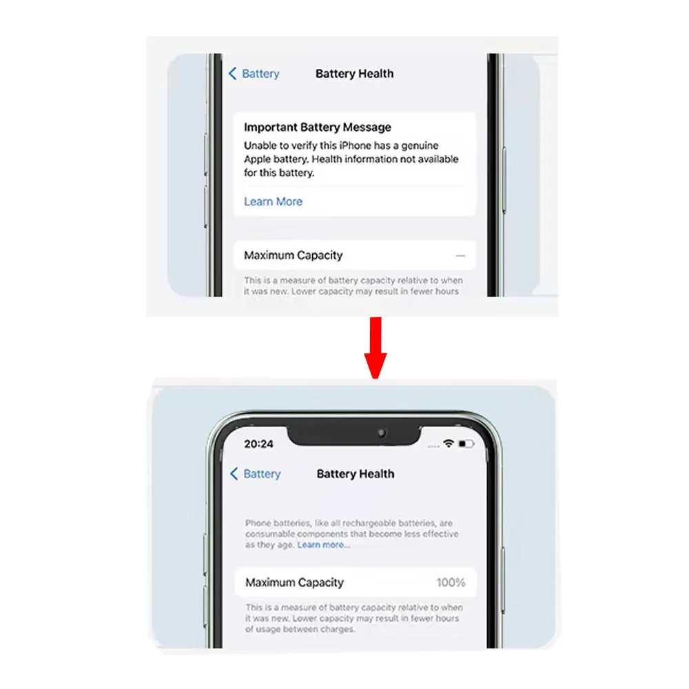 SamE Wstępnie zaprogramowany akumulator Tag-on Flex Cable dla iPhone 15 12 11 SE3 13 14Pro Max Pokazuje 100% stanu zdrowia 0 czasów cyklu Narzędzia naprawcze — zdjęcie 4