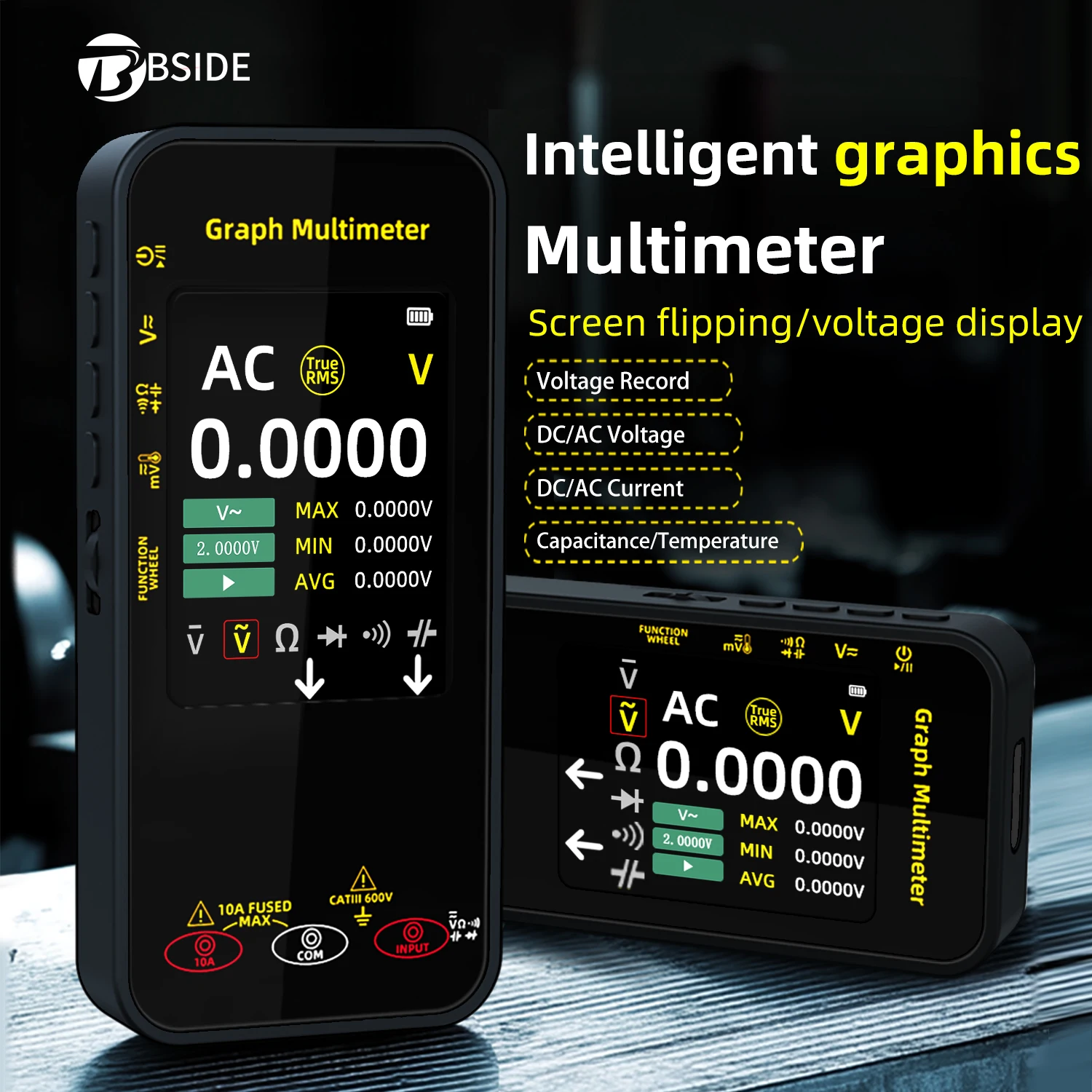 

BISDE Digital Multimeter, Voltage Waveform Recording, Temperature Testing, Current, The Screen Can Be Rotated For Display
