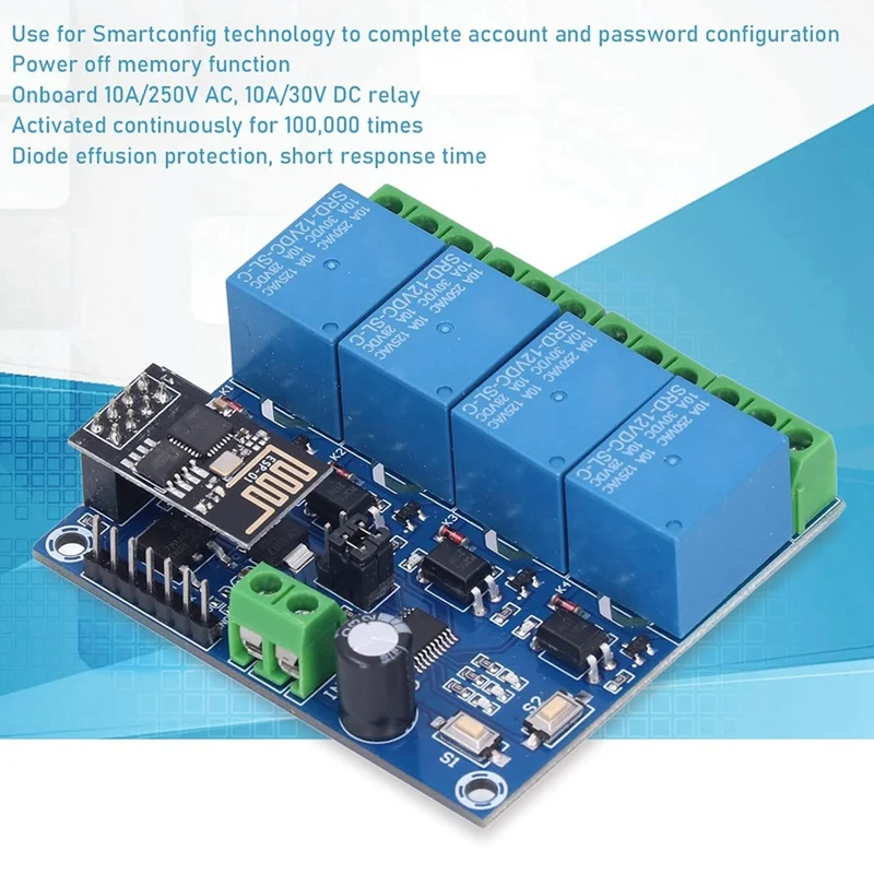 A39Q-4 Canali Modulo Relè Wireless Wifi Smart Home Phone APP Modulo Interruttore Remoto ESP8266 (12V)