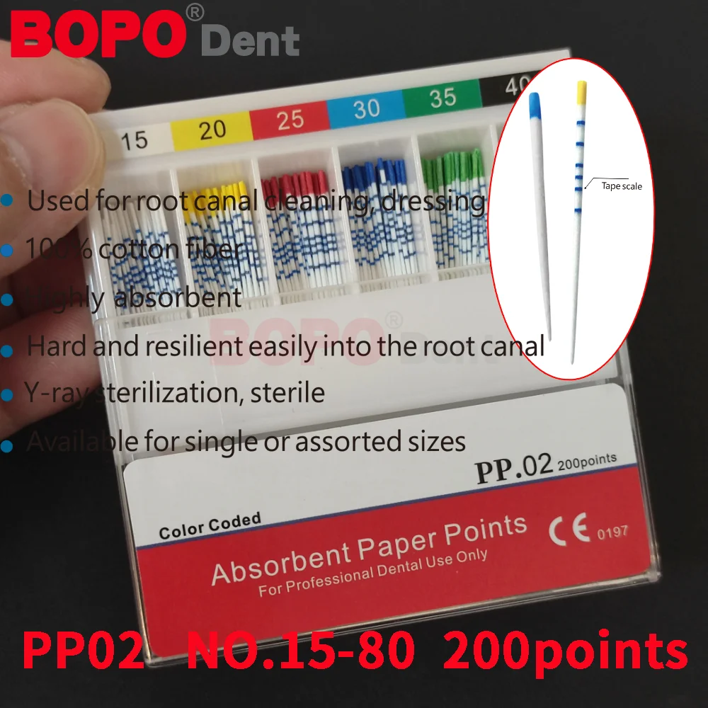 

Dental Absorbent Paper Points Sterile Mixed Sizes PP/GP02 04 06 Taper 15-40# 45-80# F1F2F3 F4 F5 Dentist Use Dentistry Materials