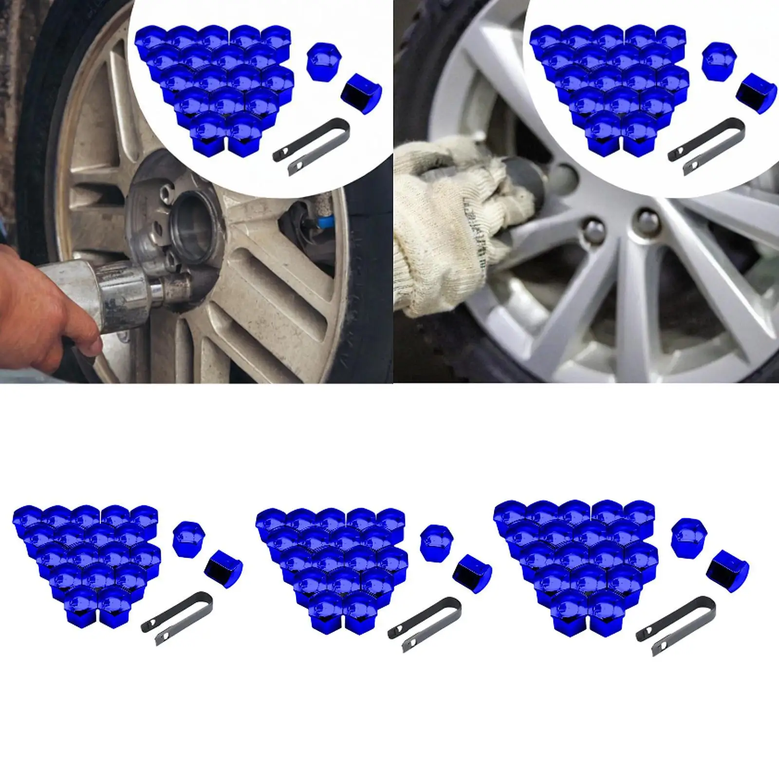2-6pack 20Pcs Generic Car Wheel Lug Nut Covers Blue Protection Caps SUV Remover