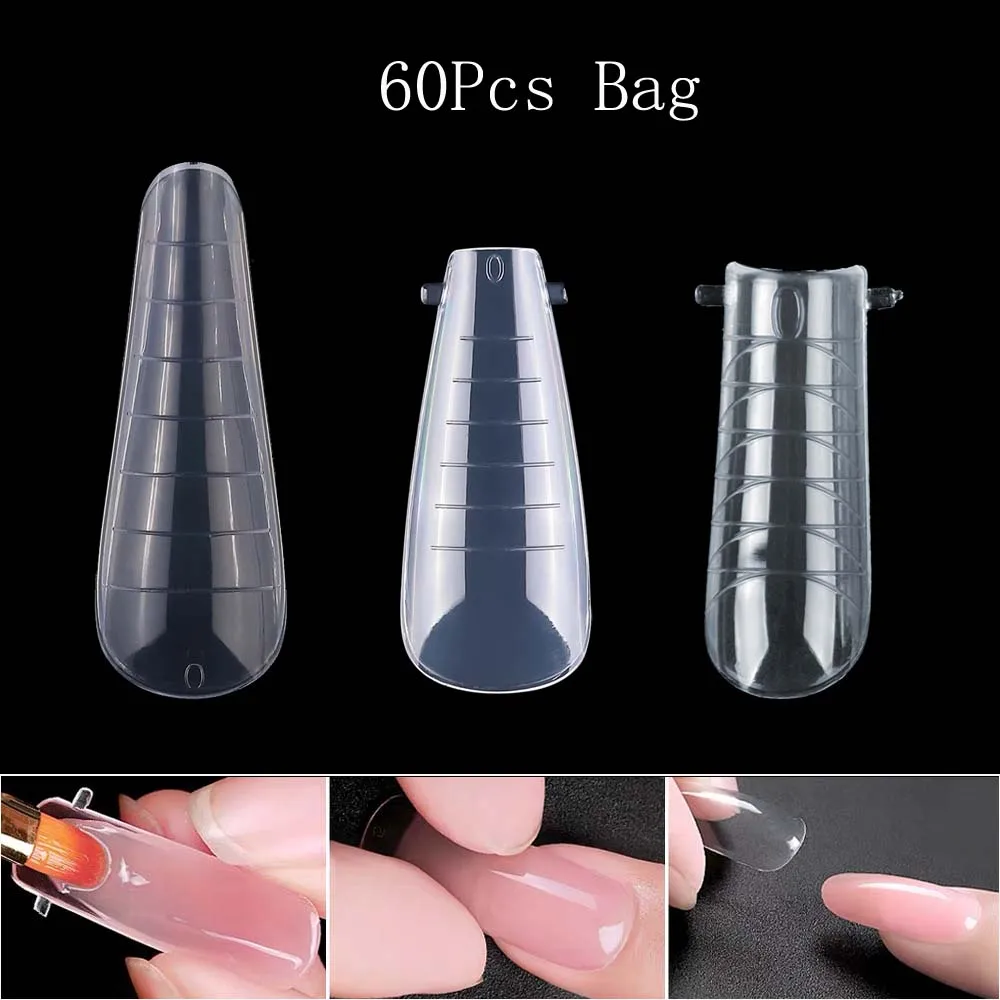 Nail Forms Tips For acrilico Nails Uv Nail Builder Gel Russia Almond Nail Mold Coffin Top Forms per extension Art Accessories