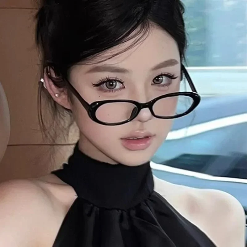 

Retro Oval Frame Glasses Women Men Y2K Simple Black Small Frame Eye Glasses Fashion Daily Versatile Anti Blue Light Eyeglasses