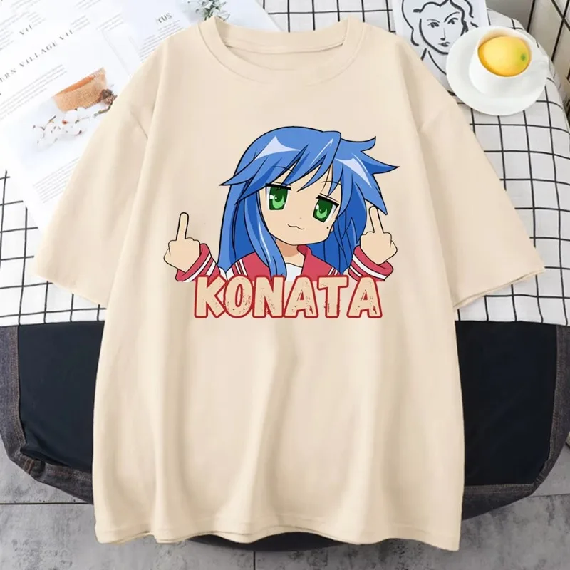 Hot Anime Lucky Star T Shirt Cartoon Konata Izumi Kagami Men/women Aesthetic Tshirt Manga Unisex Print Oversize Cotton Tee Shirt