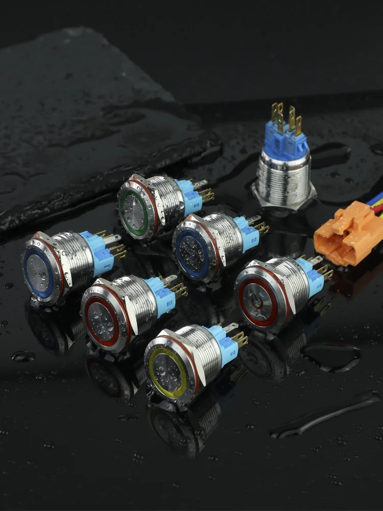 YZWM 22mm Metal Button Switch Self Reset Power Switch Control Button Automobile Switch Refitted Button 12V 24 220