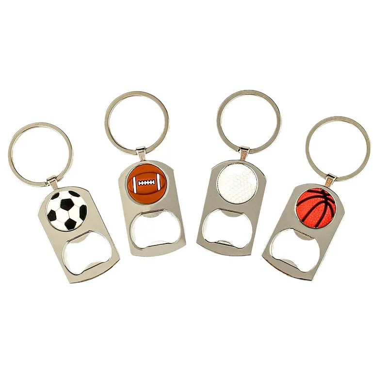 100pcs Sport Ball Keyring Paint Metal Bottle Opener Basketball Football Key Chain Car Bag Pendant Party Souvenir Gifts