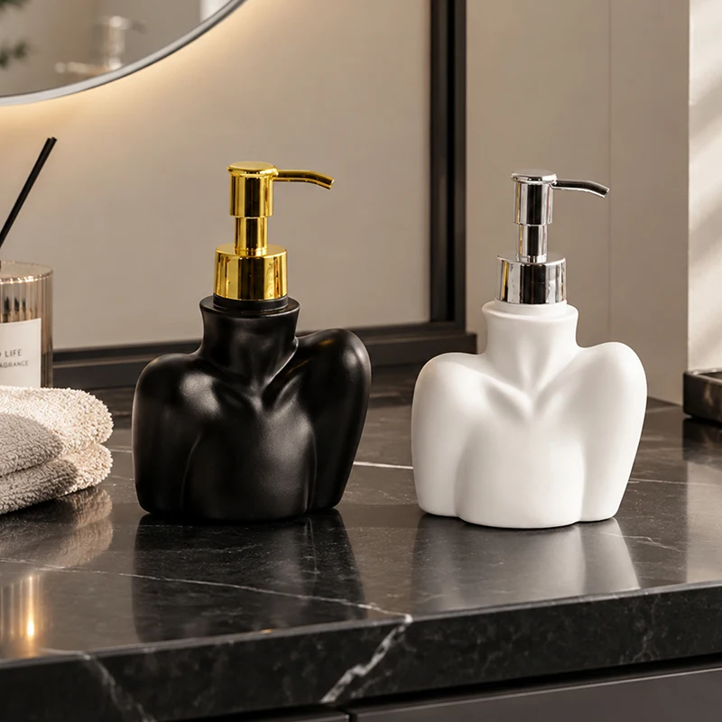 Ins Art Body Shoulder Shape Resin Soap Dispenser 140ml Refillable Liquid Hand Soap Bottle Bathroom Vanity Countertop Home Decor