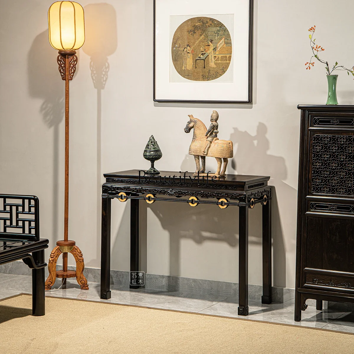 

yj5Ming Style Rosewood Furniture Purple Sandalwood a Long Narrow Table Chinese Style Living Room Entrance Altar
