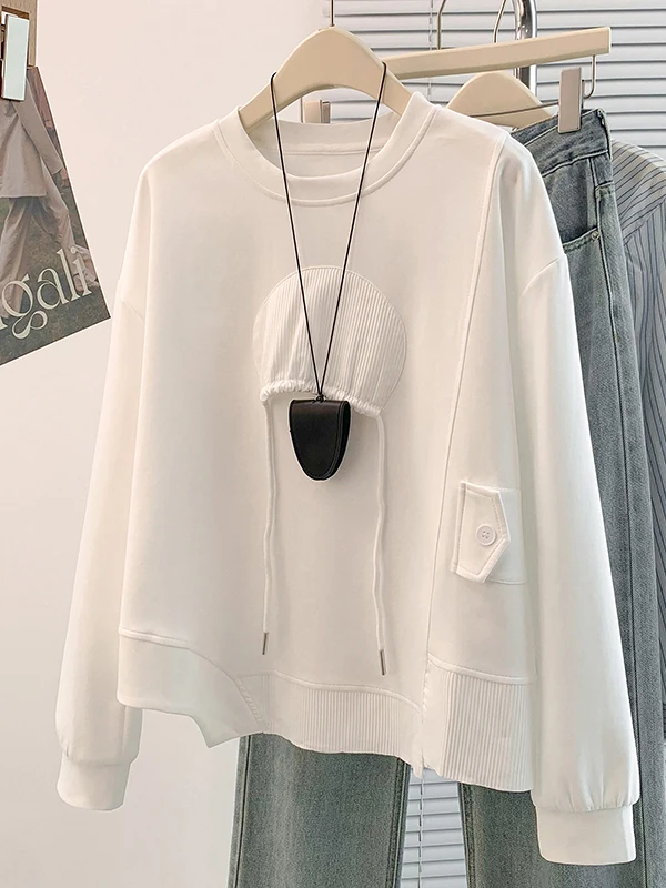 

Faionable White Long Sve Sweatirt Loose Casual Women's Spring Summer Autumn ular Leisure Top Anti-aging Trendy
