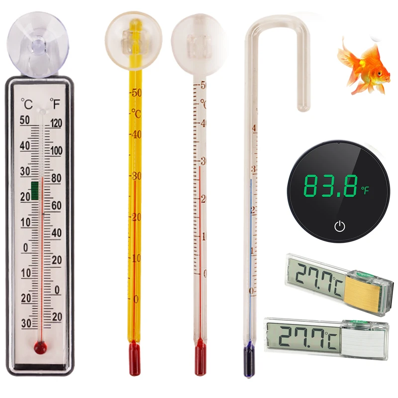 Aquarium Digital Thermometer with Suction Cup Fish  Hang On  Thermometer for Tank Thermometers Electronic LCD Thermometer