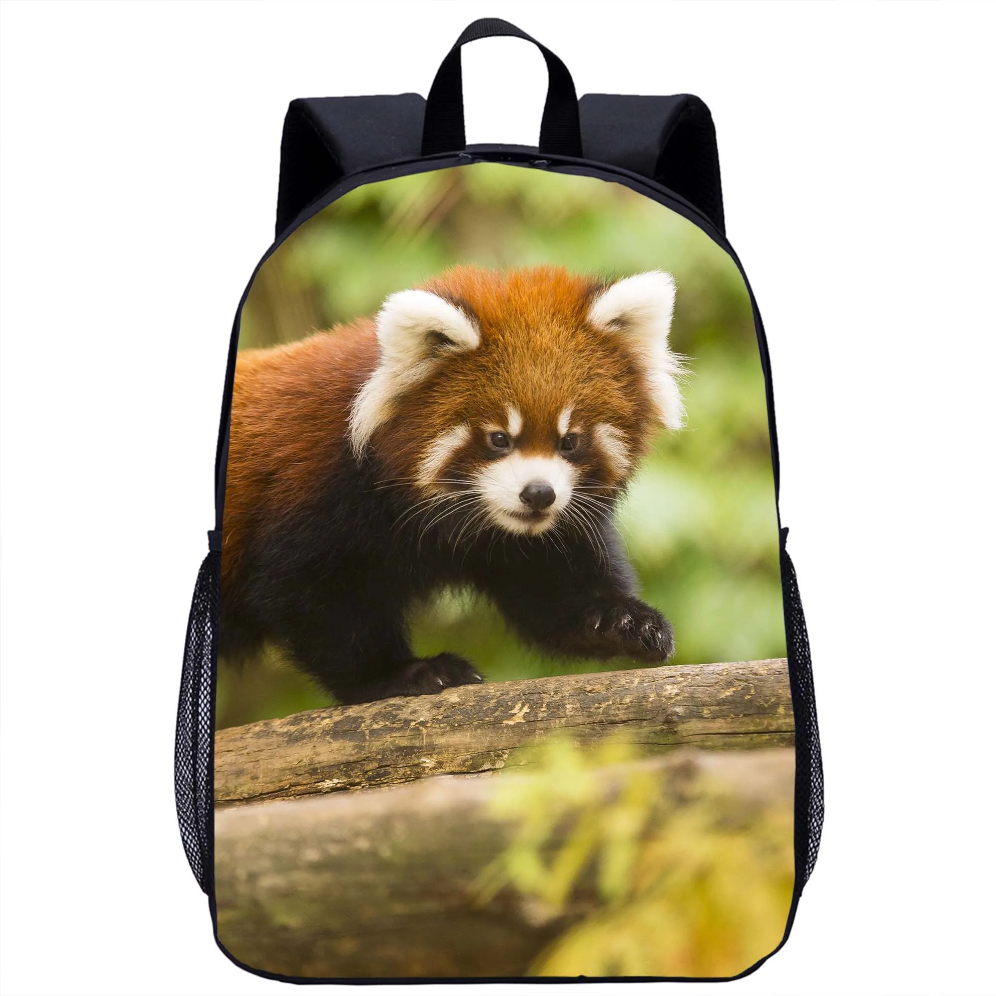 Tas ransel PANDA สีแดงน่ารักกระเป๋านักเรียนเด็กกระเป๋าแล็ปท็อปเด็กหญิงเด็กชายกระเป๋าเป้สะพายหลังแบบลำลองสำหรับวัยรุ่นทุกวัน