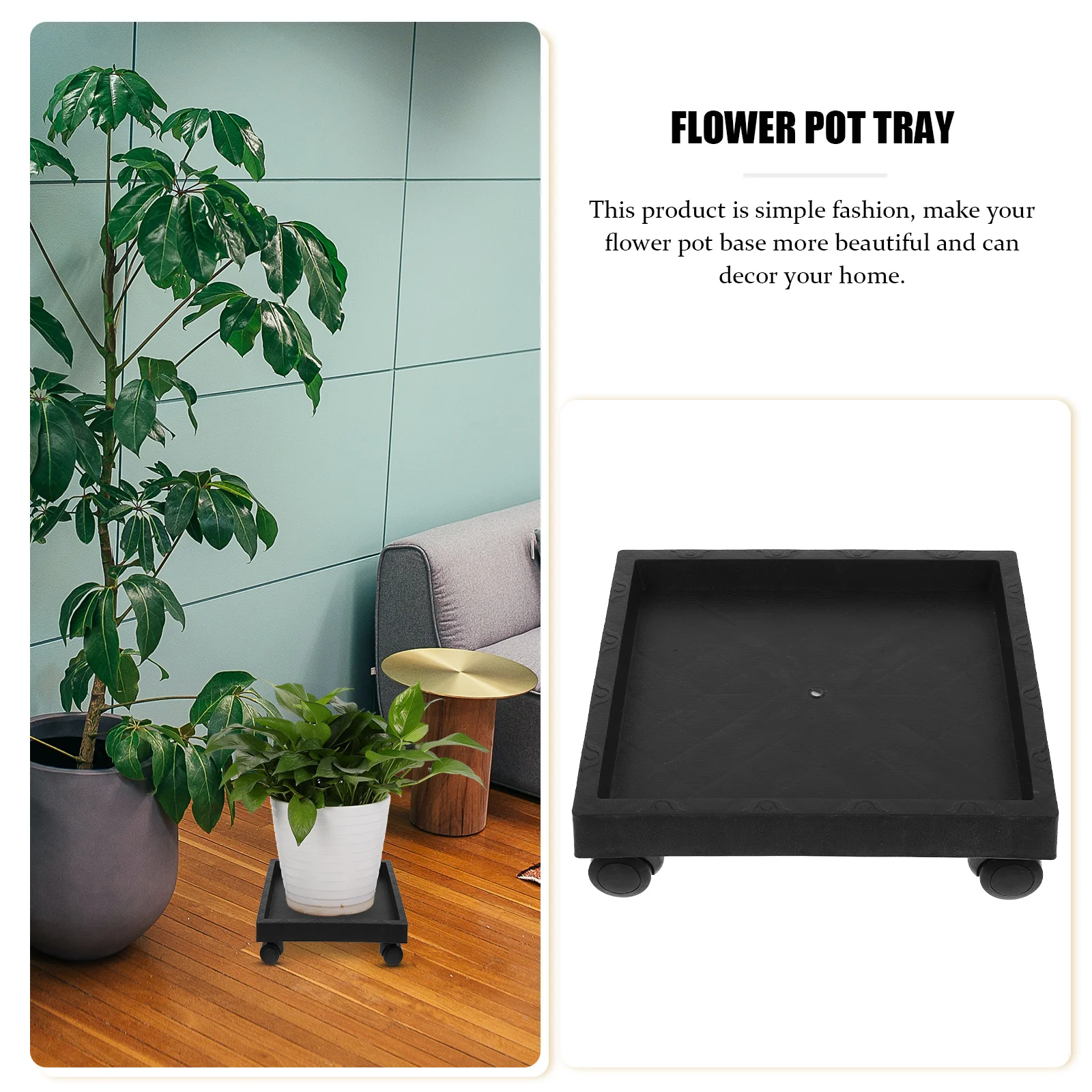 

Square Plant Tray: Heavy Duty Thickened Plastic Dolly For Indoor Outdoor Garden Patio Movable Planter Caster With Wheels