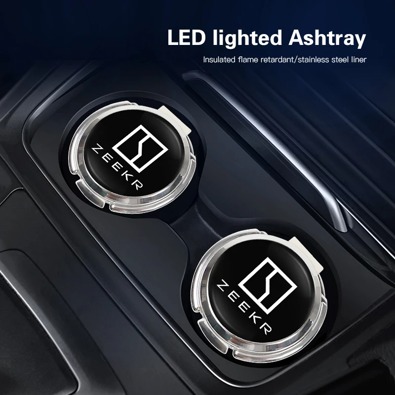 اكسسوارات السيارات الداخلية منفضة سجائر مصباح ليد المحمولة حامل رماد الدخان ل Zeekr 001 009 7X 007 007GT 001FR Zeekr X Zeekr MIX #6