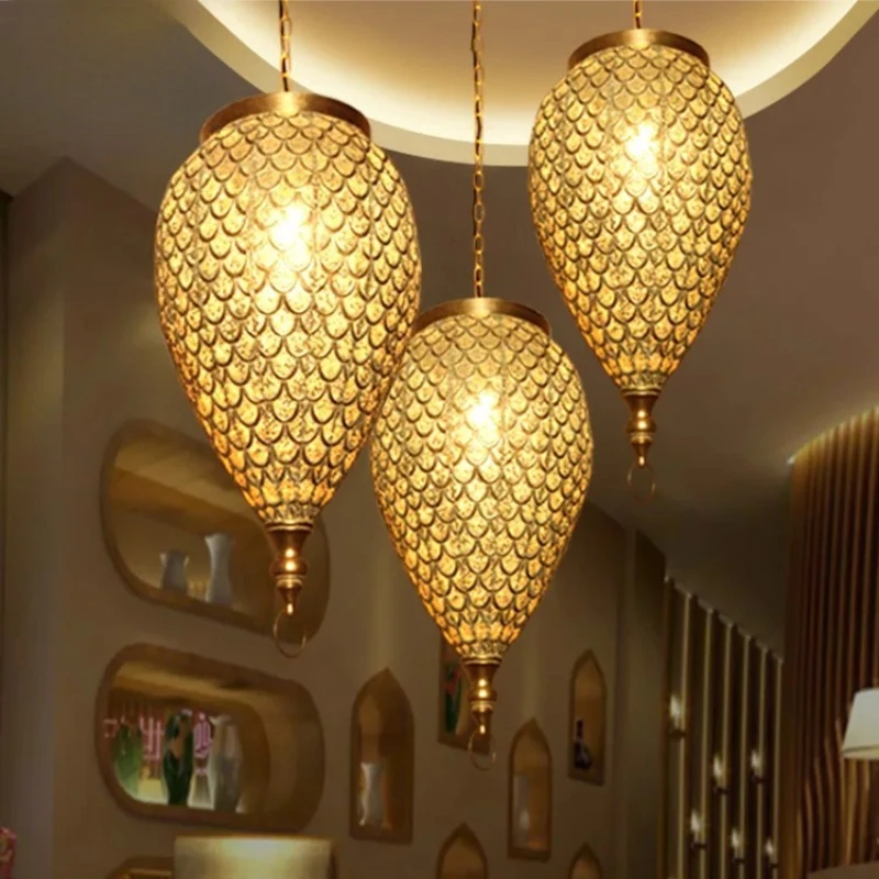 Baroque Vintage Antique Hollow Carving Pendant Lights LED Lamps Decorative Hanging Chandeliers Decor Loft Hotel Restaurant Cafe