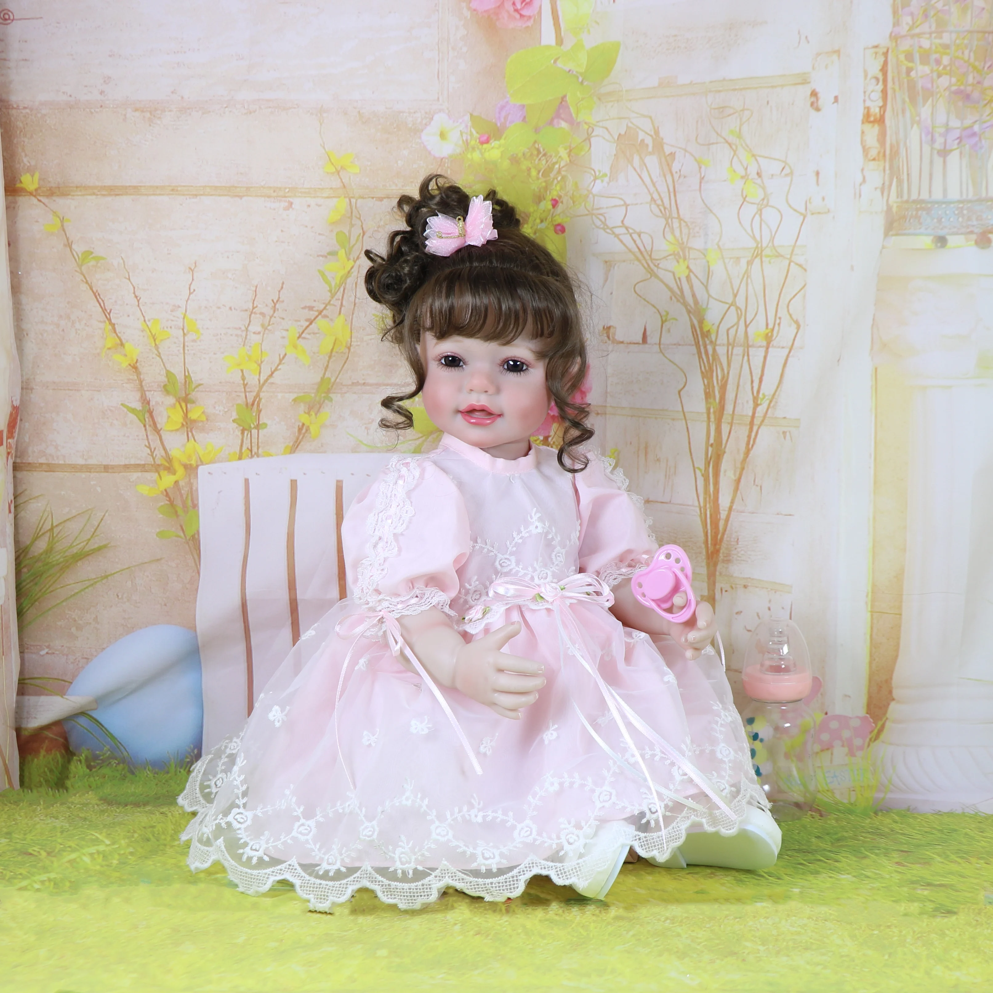 Poupée Reborn pour tout-petits, princesse papillon de 22 pouces, peau peinte en 3D sur le visage avec cheveux enracinés, cadeau de noël