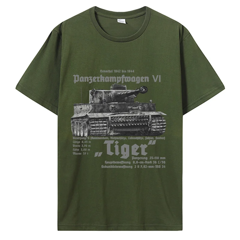 German Armored Troops Tiger Tank Printed T-Shirt Royal Armoury Summer Cotton Short Sleeve Men T Shirt Oversized Streetwear Tees