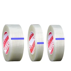 Fiber Tape Single-sided Adhesive Transparent Striped Fiber Avionics Lithium Battery Pack Fixed High Viscosity Packaging Tape